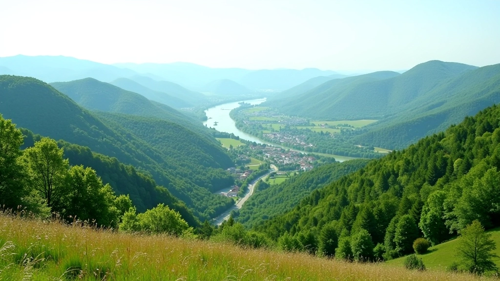 Panoramic view of Ohře Valley from elevated viewpoint, tree-lined vista overlooking countryside